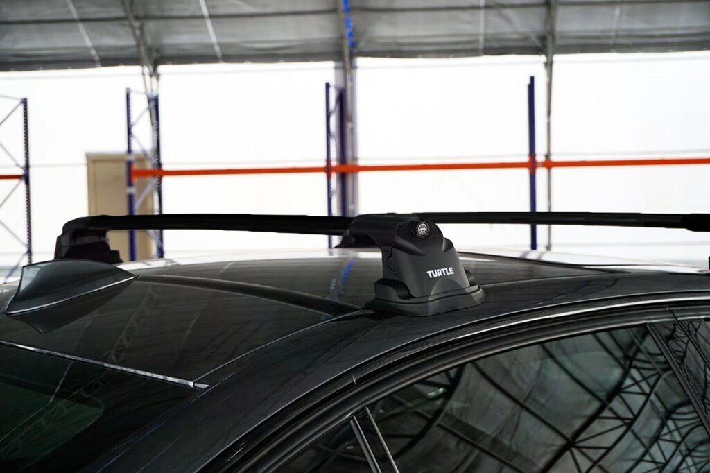 Багажник на крышу Mazda CX-5 2012-17, Turtle Air 3 Premium, аэродинамические дуги в штатные места (черный цвет)