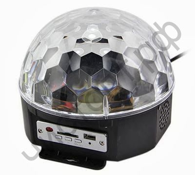 Колонка универс.без радио Диско шар OG-LDS04 (381) (USB, SD, пульт ДУ,2*3 Вт, датчик звука) Три цвета светомузыки дискотека на каждый день (пит.220в )