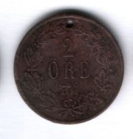 2 эре 1858 года Швеция VF-