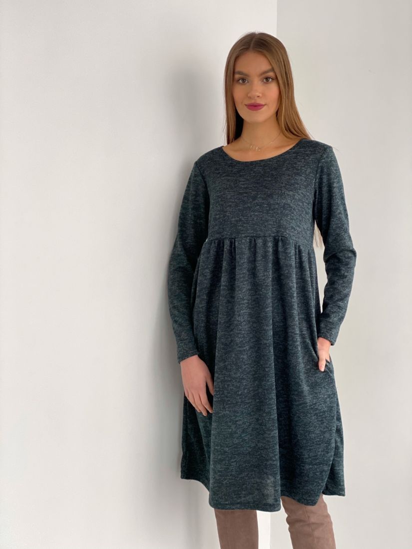 3531 Платье графитовое в стиле babydoll