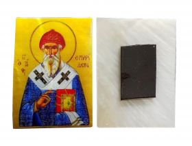 СПИРИДОН ТРИМИФУНТСКИЙ. Магнитик на холодильник на перламутровой индийской ракушке