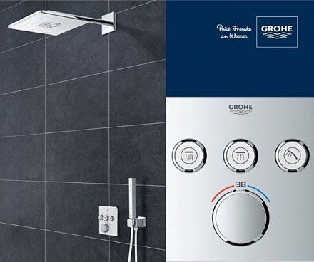 GROHE Grohtherm SmartControl Perfect duş seti duş qarnituru və Rainshower SmartActive 310 təpə duşu ilə, xrom (34706000)