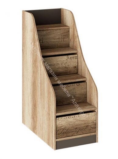 Кровать двухъярусная с приставной лестницей «Пилигрим» (Дуб Каньон светлый, Фон серый)