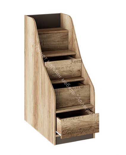 Кровать двухъярусная с приставной лестницей «Пилигрим» (Дуб Каньон светлый, Фон серый)