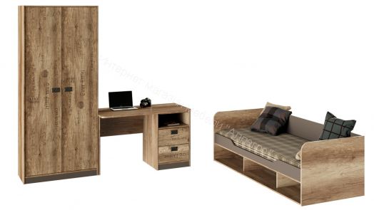 Шкаф для одежды «Пилигрим» (Дуб Каньон светлый, Фон серый)