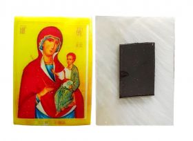 Минская икона Божией Матери. Магнитик на холодильник на перламутровой индийской ракушке