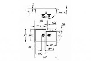 İki vannali metbex moykasi GROHE K500