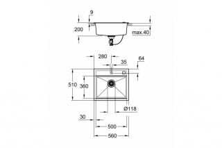 Metbex moykasi - Bakida qiymetleri: Grohe K700 | 560x510 mm - santexnika shop