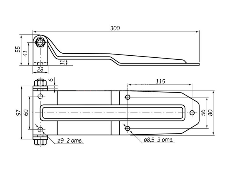 Петля заднего портала 300 мм Zn (Арт: 41027)