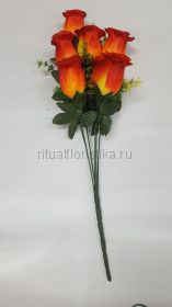 Искусственный букет шелковой розы бутон 7 голов 55 см 3 расцветки