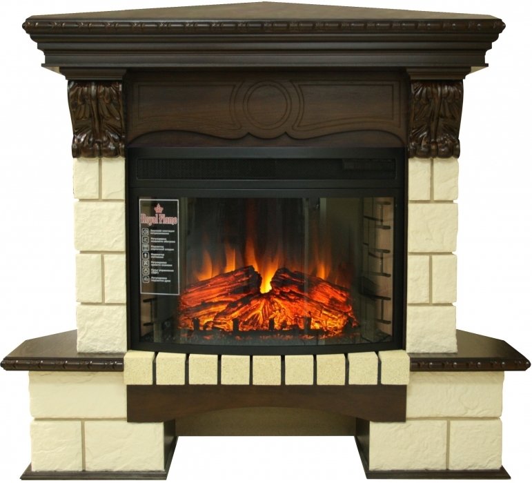 Royal Flame Pierre Luxe Шампань угл. с очагом Dioramic 25 (Темный дуб)