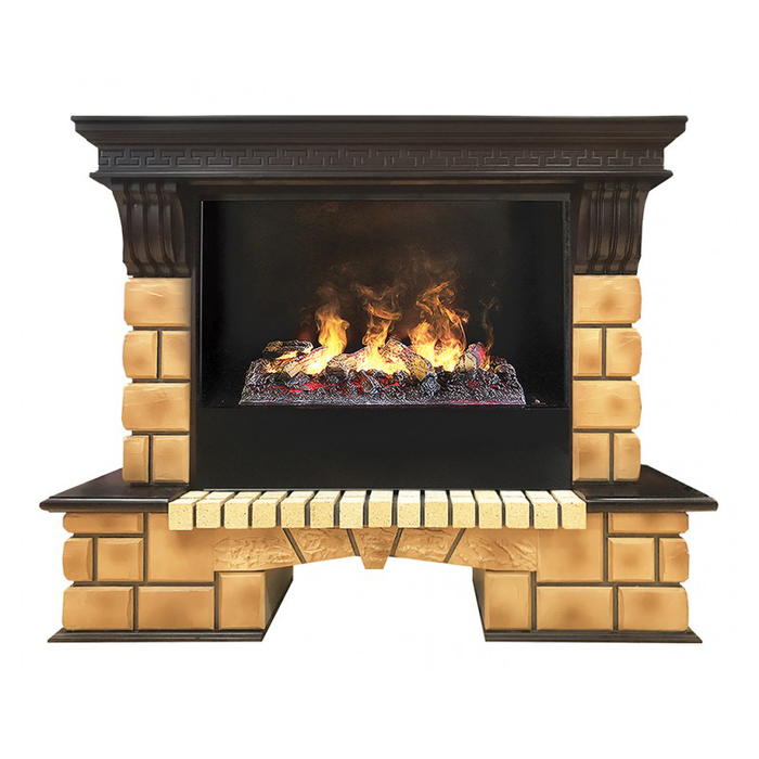 Real-Flame Stone Brick 26 AO с очагом 3D Cassette 630 (Black вставка)