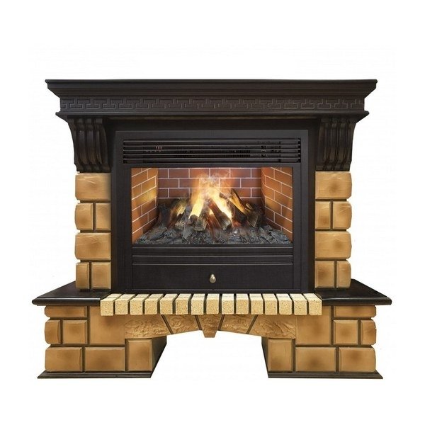 Real-Flame Stone Brick 26 с очагом 3D Novara