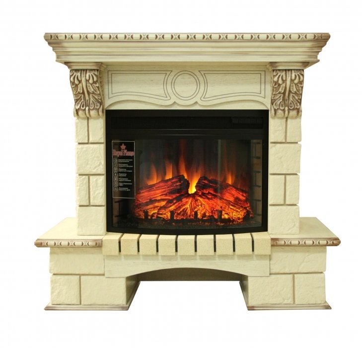 Royal Flame Pierre Luxe шампань с очагом Dioramic 25 FX  (Слоновая кость с патиной)