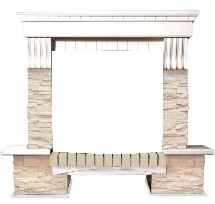 InterFlame Экстер ЕС Сланец белый под Panoramic 25 FX (тёмный дуб, венге, бежевый с патиной)