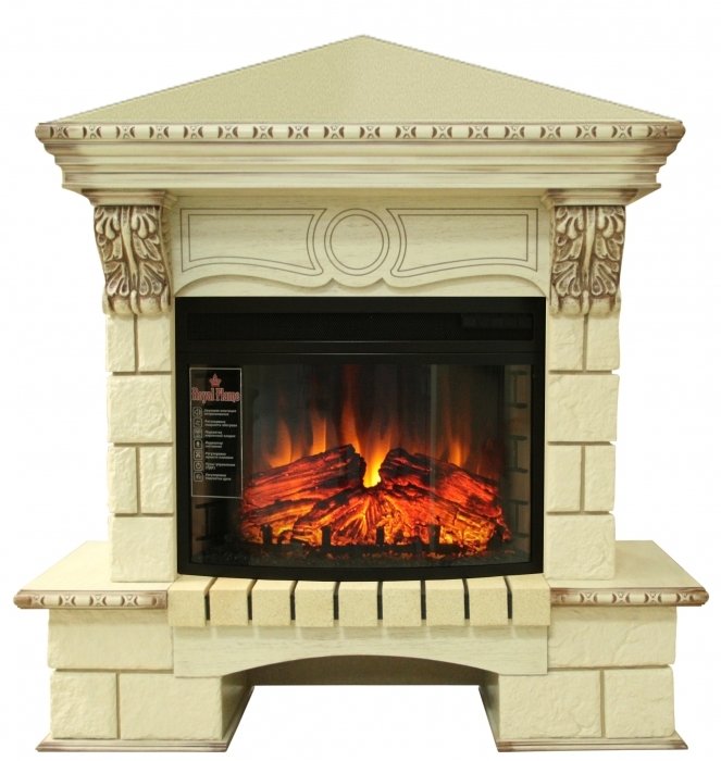 Royal Flame Pierre Luxe Шампань угл. с очагом Dioramic 25 (Сл.кость с патиной)