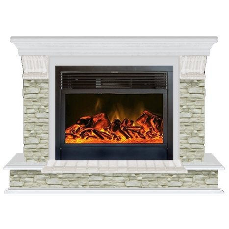 Glenrich Панорама 28 (New flame) камень-Грот однотонный/цвет-Беленный дуб Glenrich Панорама 28 (New flame) камень-Грот однотонный/цвет-Беленный дуб