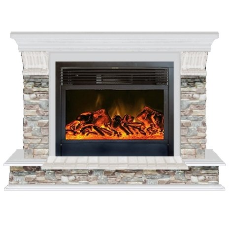 Glenrich Панорама 28 (New flame) камень-Грот цветной/цвет-Беленный дуб Glenrich Панорама 28 (New flame) камень-Грот цветной/цвет-Беленный дуб