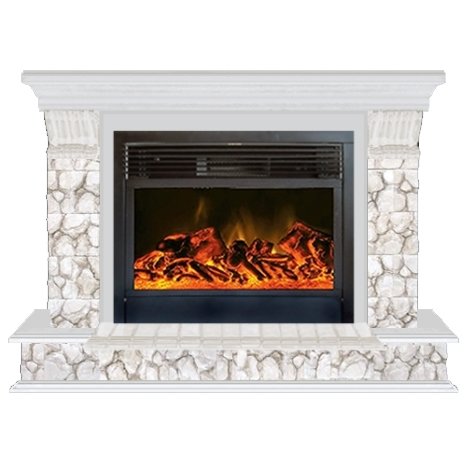 Glenrich Панорама 28 (New flame) камень-Карелия/цвет-Беленный дуб Glenrich Панорама 28 (New flame) камень-Карелия/цвет-Беленный дуб