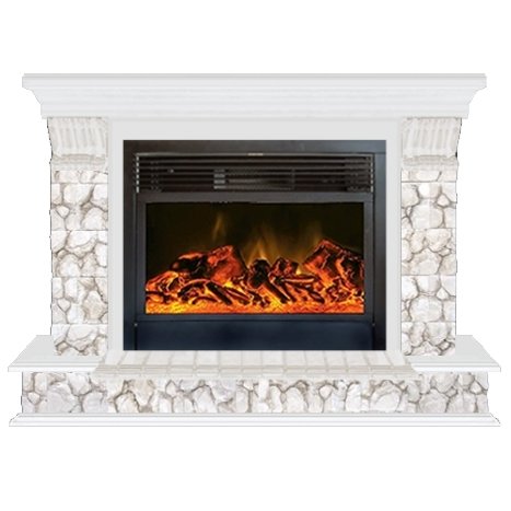 Glenrich Панорама 28 (New flame) камень-Карелия/цвет-Белый Glenrich Панорама 28 (New flame) камень-Карелия/цвет-Белый