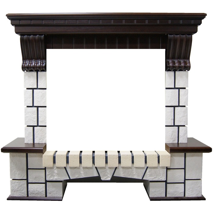 InterFlame Экстер кирпичики под очаг Panoramic 25-30 3D (бежевый с патиной)