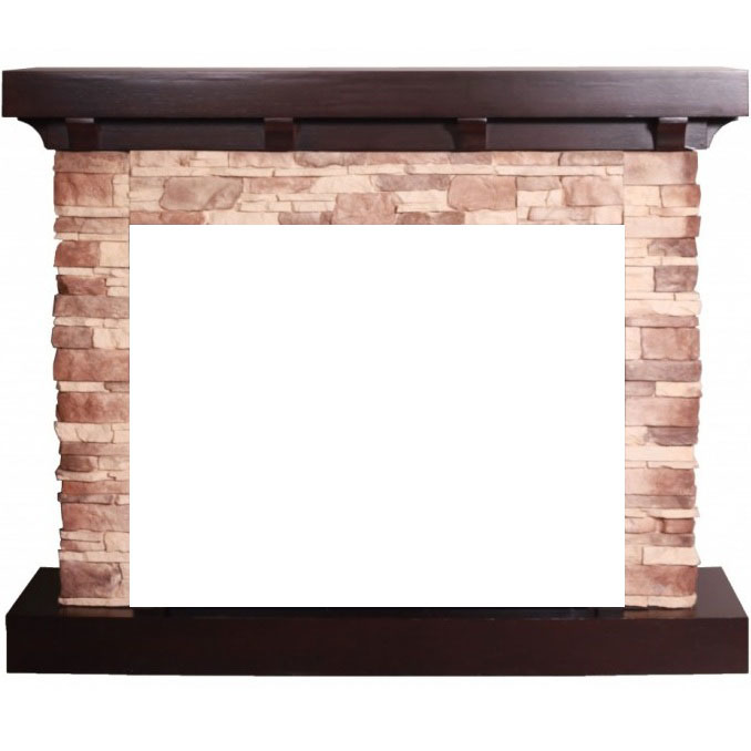 InterFlame ФлекСтоун альпина под очаг Panoramic 28 FX (тёмный дуб; венге)