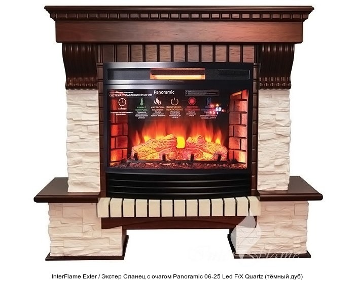 InterFlame Exter / Экстер Сланец с очагом Panoramic 25 LED FX QZ InterFlame Exter / Экстер Сланец с очагом Panoramic 25 LED FX QZ