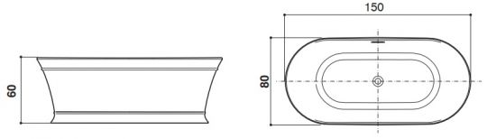 Ванна Jacuzzi Ingrid 150x80 схема 1