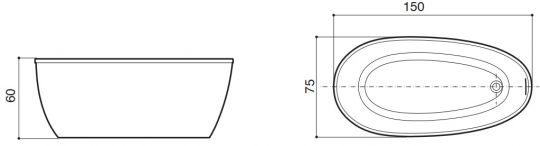 Ванна Jacuzzi Persea 150x75 схема 1