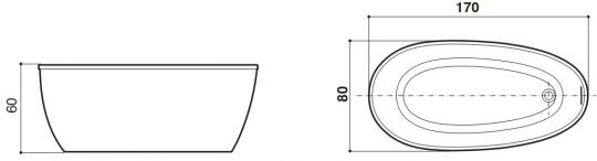 Ванна Jacuzzi Persea 170x80 схема 1