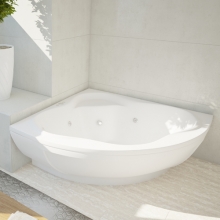 Ванна акриловая АКВАТЕК Галатея 135х135 с гидромассажем Flat Chrome (пневмоуправление)