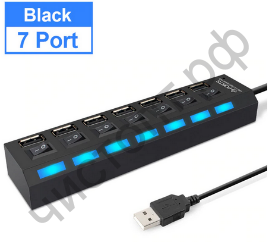 USB HUB USB-хаб Smartbuy USB 2.0 с выключателями, 7 портов, СуперЭконом, черный, SBHA-7207-B