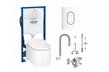 Комплект инсталляция и унитаз подвесной с функцией биде Grohe Sensia Arena 119060 белая клавиша
