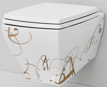 Унитаз подвесной Artceram Jazz JZV001 01 06 decoro lettering oro Унитаз подвесной Artceram Jazz JZV001 01 06 decoro lettering oro