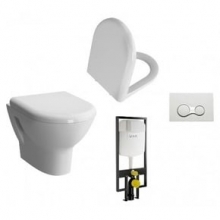 Унитаз подвесной с инстоляцией, сиденьем и клавишой смыва Vitra Form 300 9812B003-7205 Унитаз подвесной с инстоляцией, сиденьем и клавишой смыва Vitra Form 300 9812B003-7205