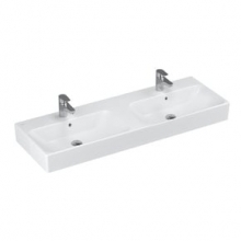 Раковина, на две чаши, 130 см, 2 отверстия под смеситель, без перелива, глазурь Vitra Nuo 4433B003-0661