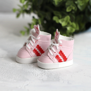 Обувь для кукол 5 см - Кроссовки высокие с язычком LUX розовые