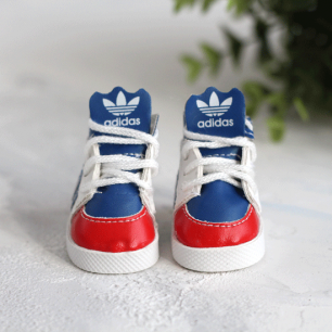 Обувь для кукол 5 см - Кроссовки высокие с язычком LUX синие с красным