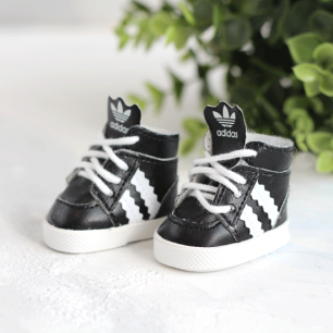 Обувь для кукол 5 см - Кроссовки высокие с язычком LUX чёрные