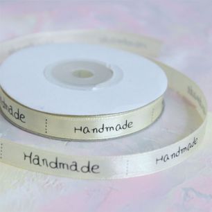 Лента декоративная атласная - Handmade / Хендмейд, 1 см, 10 м