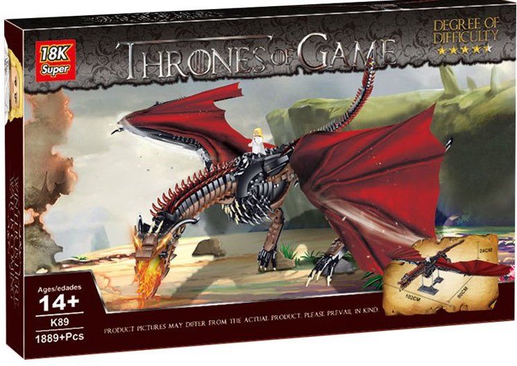 Конструктор дракон Дейнерис Дрогон Fire Игра Престолов 1889 деталей