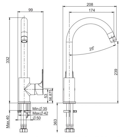 Хромированный высокий смеситель для мойки Fima carlo frattini Serie 22 Kitchen F3837/3 ФОТО