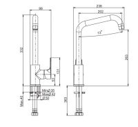 Смеситель с поворотным изливом Fima carlo frattini Serie 22 Kitchen F3837/1R для кухонной мойки схема 1