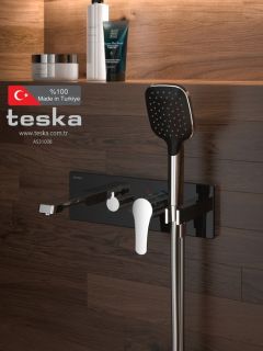 Əl duşu qara və ağ rəngdə, material - ebonit, TESKA (Türkiyə)