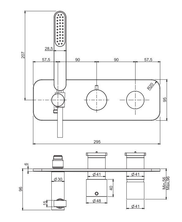 Смеситель для ванны c душем Fima carlo frattini Nomos go F4179NX2 схема 2