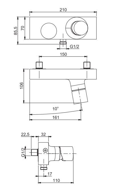 Смеситель для душа Fima carlo frattini Fluid F3855/1 схема 1