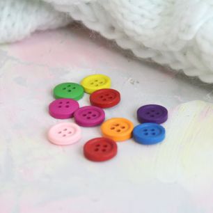 Набор деревянных пуговиц - Цветное ассорти, 15 мм.