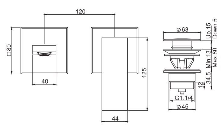 Смеситель для раковины Fima carlo frattini Zeta F3971NX8 схема 1