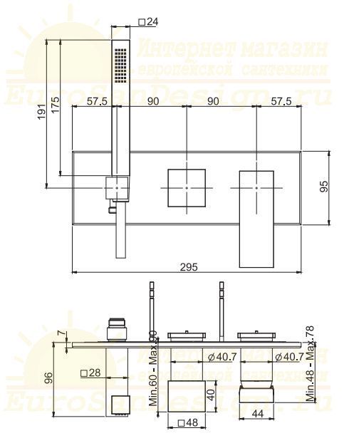 Смеситель для ванны c душем Fima carlo frattini Zeta F3989NX2 ФОТО