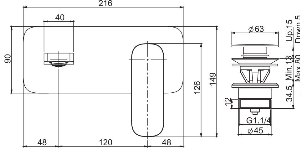 Смеситель для раковины Fima carlo frattini Quad F3741LX5 схема 1